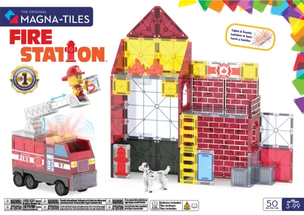 Alternativ bild 0 för Magna-Tiles Brandstation med ljus och ljud, 50 delar