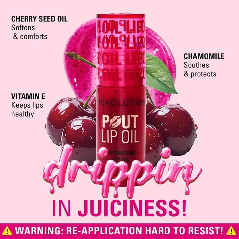 Bild 4 för Makeup Revolution Pout Lip Oil Cherry Red