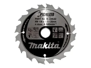 Produktfoto för Makita Specialized - Cirkelsågblad - för trä - 136 mm - 16 tänder