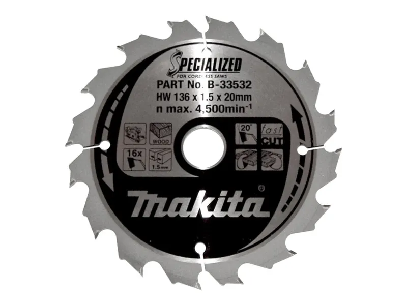Alternativ bild 0 för Makita Specialized - Cirkelsågblad - för trä - 136 mm - 16 tänder