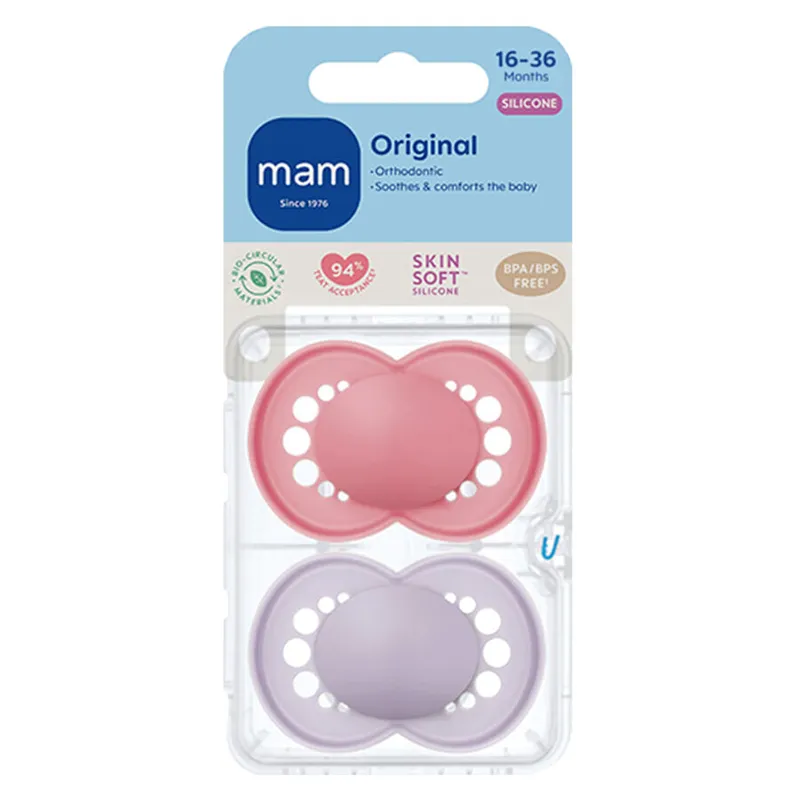 Bild 2 för MAM Original 16-36 mån Silikon Unprinted Pink 2-pack