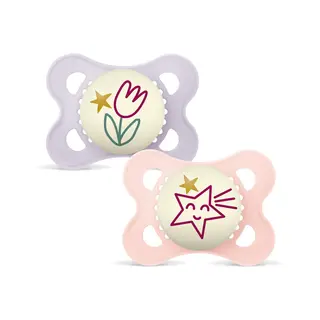 Produktfoto för MAM Original Night Silicone 0-6 mån Pink 2-pack