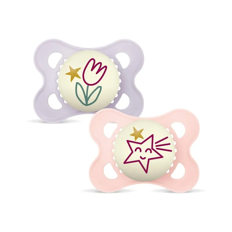 Bild 1 för MAM Original Night Silicone 0-6 mån Pink 2-pack