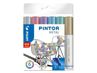 Produktfoto för Marker Pilot Pintor Metal Mix Medium 1,4 mm med 6 stk. ass. farver