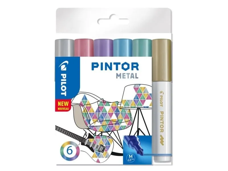 Alternativ bild 0 för Marker Pilot Pintor Metal Mix Medium 1,4 mm med 6 stk. ass. farver