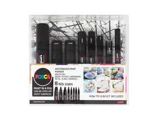 Produktfoto för Marker Uni Posca Black Set - med 8 ass. størrelser