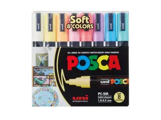 Produktfoto för Marker Uni Posca PC-5M Soft Colors ass. färger - (8 st.)