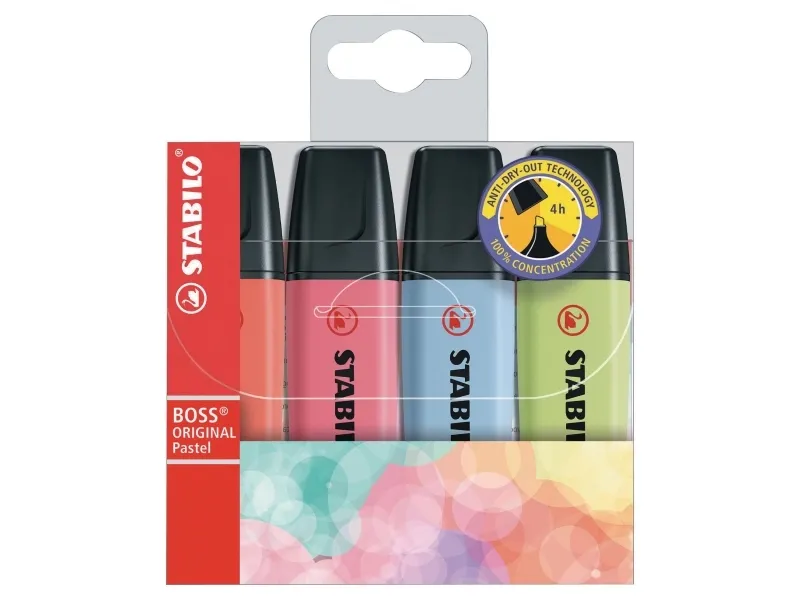 Alternativ bild 0 för Markeringspenna stabilo boss original pastell, 4 färger, box med 4 stycken.