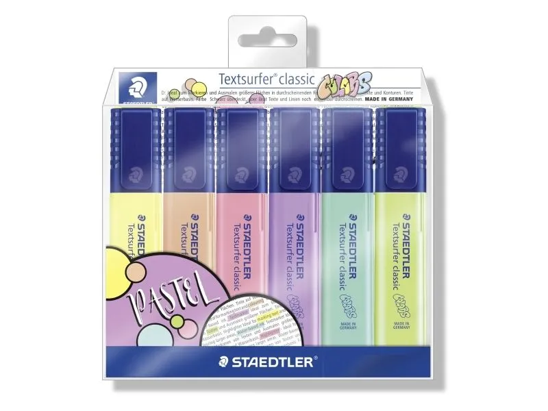 Alternativ bild 0 för Markeringspennor Staedtler Textsurfer Classic 364 ass. pastellfärger - (set med 6 st.)
