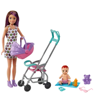 Produktfoto för Mattel Barbie ?Skipper Babysitters Inc.?Puppe mit Kinderwagen, Baby &amp  Zubehör