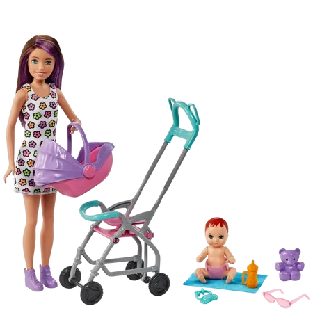 Bild 1 för Mattel Barbie ?Skipper Babysitters Inc.?Puppe mit Kinderwagen, Baby &amp  Zubehör