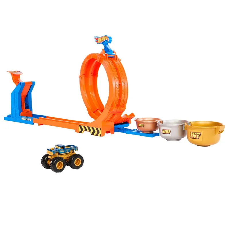 Bild 2 för Mattel Hot Wheels Monster Trucks Bigfoot 50 rocznica Pętla Skok po trofeum (JBX64)