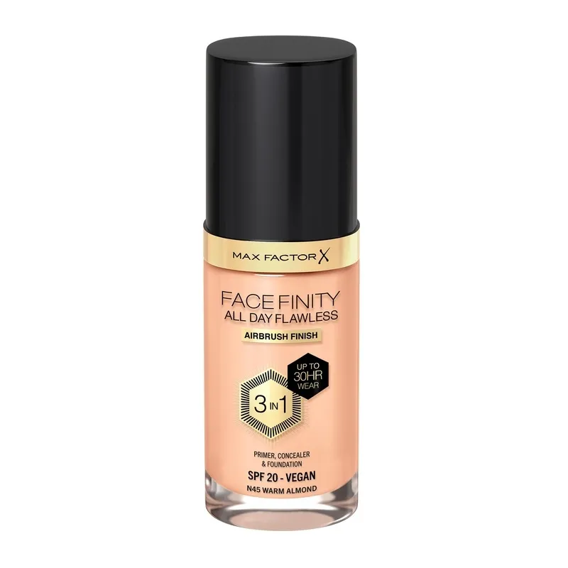 Bild 1 för MAX FACTOR All Day Flawless 3in1 Foundation 045 Warm almond