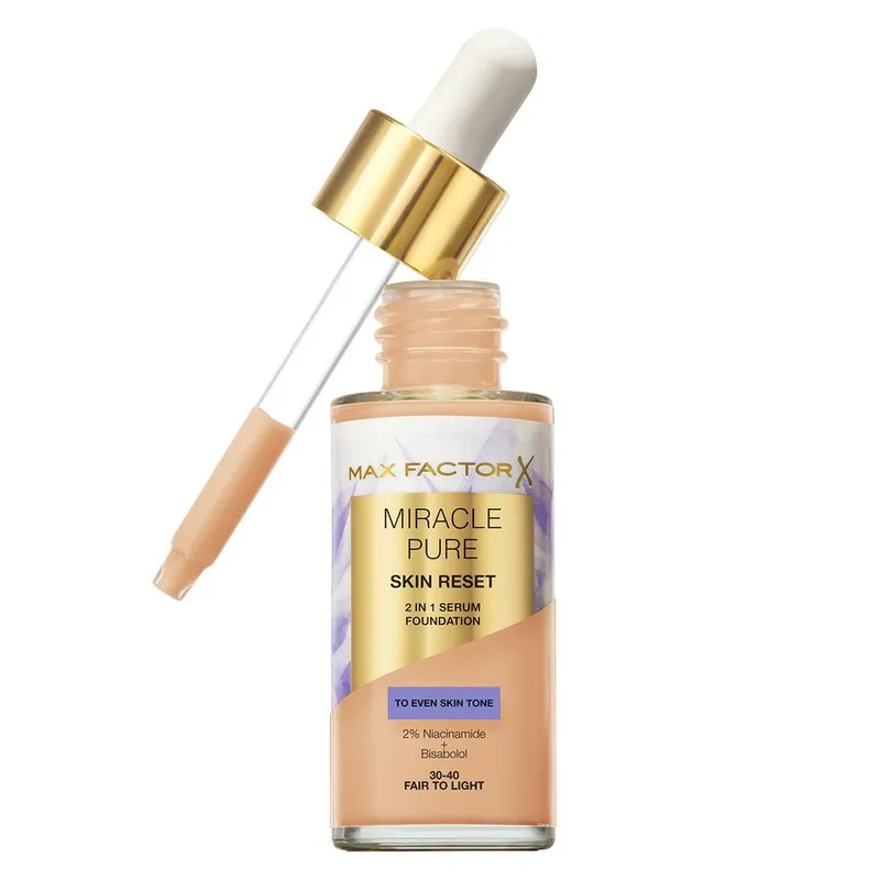 Bild 2 för Max Factor Miracle Pure 2in1 Skin Reset Serum Foundation 30-40 Fair to