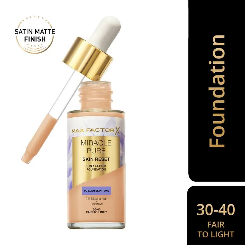 Bild 4 för Max Factor Miracle Pure 2in1 Skin Reset Serum Foundation 30-40 Fair to