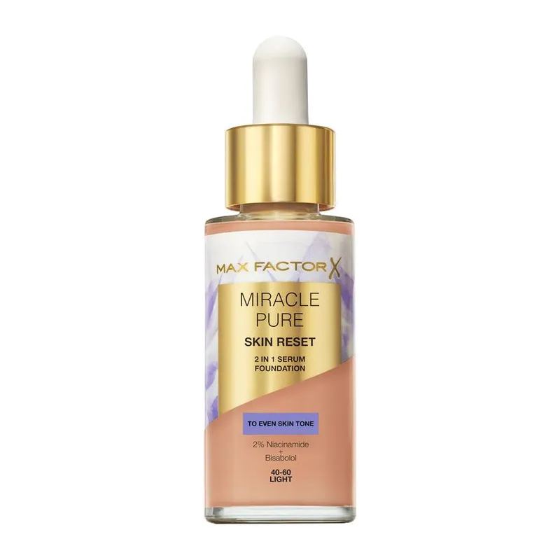 Bild 1 för Max Factor Miracle Pure 2in1 Skin Reset Serum Foundation 40-60 Light