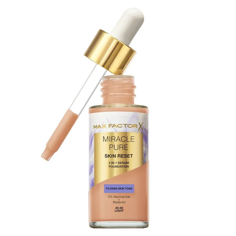 Bild 2 för Max Factor Miracle Pure 2in1 Skin Reset Serum Foundation 40-60 Light