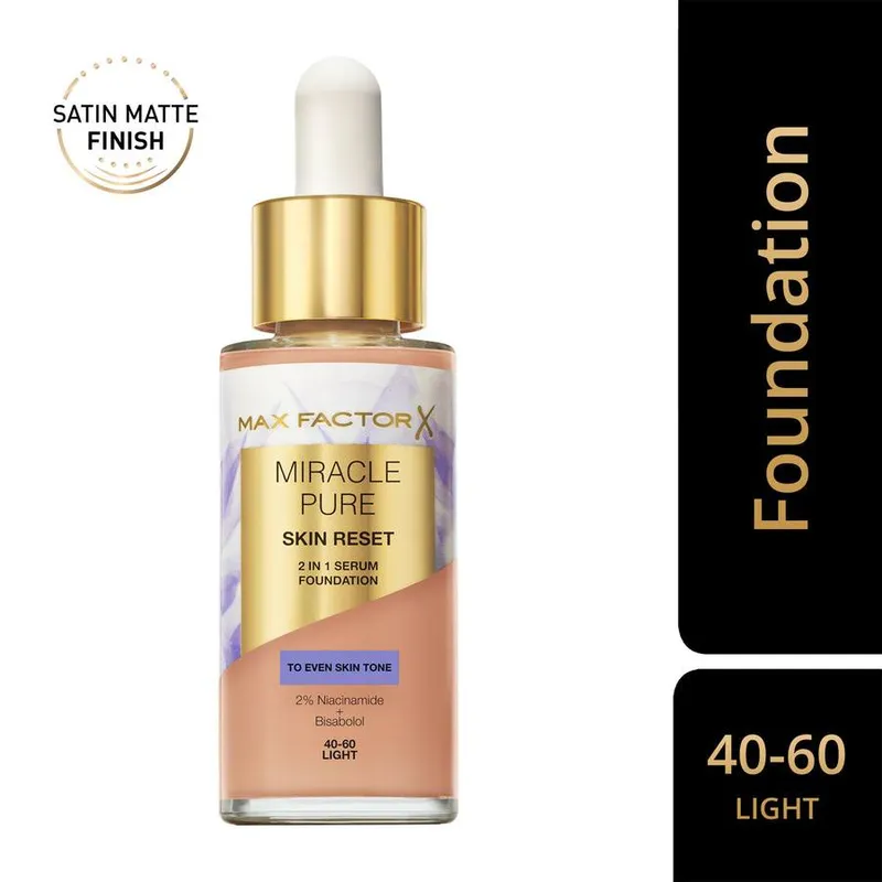 Bild 3 för Max Factor Miracle Pure 2in1 Skin Reset Serum Foundation 40-60 Light