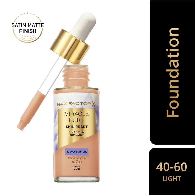Bild 4 för Max Factor Miracle Pure 2in1 Skin Reset Serum Foundation 40-60 Light