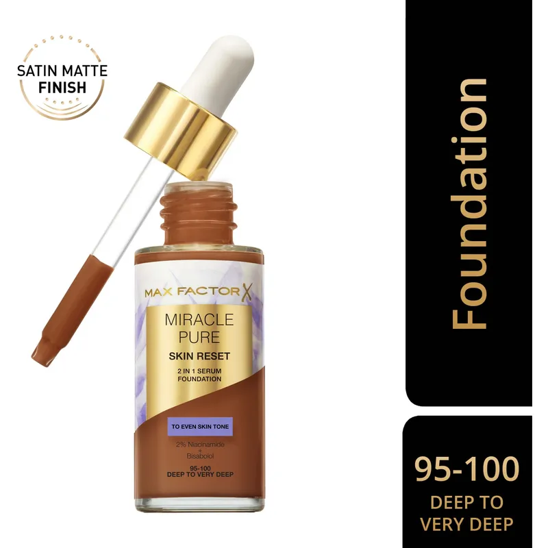 Bild 2 för Max Factor Miracle Pure Skin Reset 2 In 1 Serum Foundation Deep T