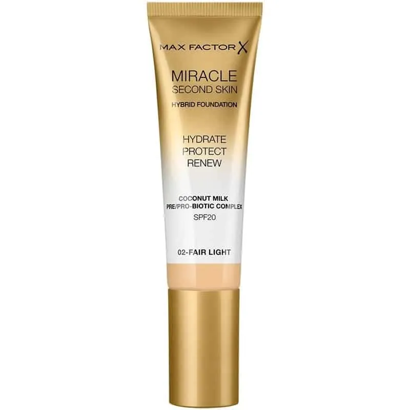Alternativ bild 0 för Max Factor Miracle Second Skin Hybrid Foundation 02 Fair Light 30 ml