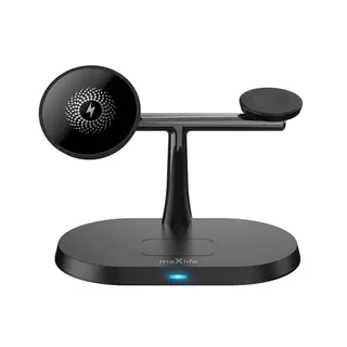 Produktfoto för Maxlife 3-i-1 trådlös laddare, 15W - Svart