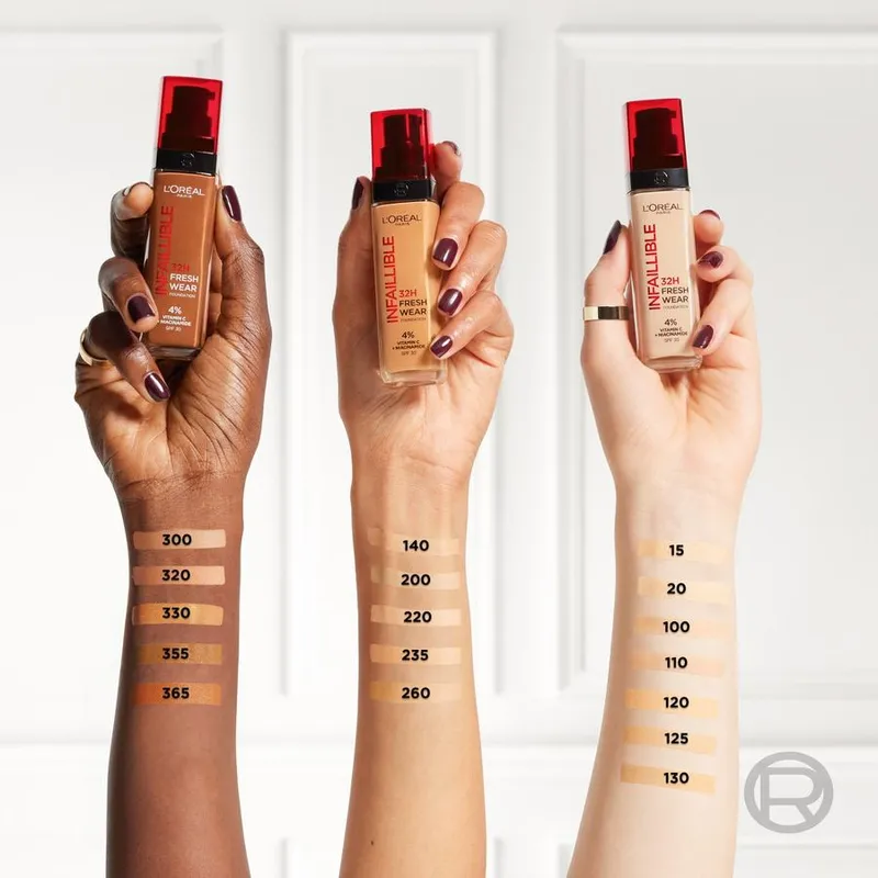 Bild 6 för MAYBELLINE_Infaillible 24H Fresh Wear Foundation long-lasting liquid foundation 100 Linen 30ml