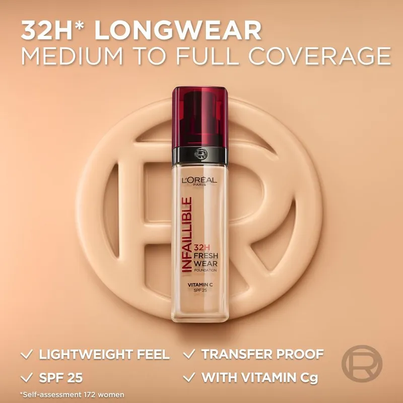 Bild 7 för MAYBELLINE_Infaillible 24H Fresh Wear Foundation long-lasting liquid foundation 100 Linen 30ml
