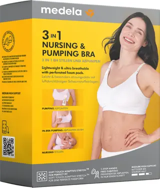 Produktfoto för Medela 3-i-1 amnings- och pumpnings-BH Svart S