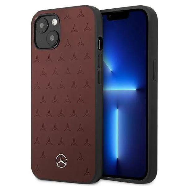 Alternativ bild 0 för Mercedes Läder Stars Pattern Skal iPhone 13 Mini - Röd