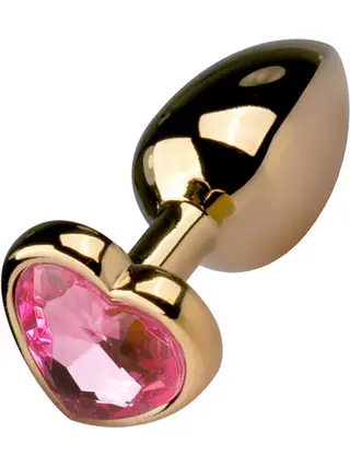 Produktfoto för METAL BUTT PLUG NO. 3 - GOLD/PINK - Hjärtformad Diamant