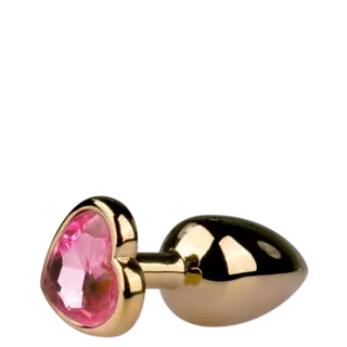Produktfoto för METAL BUTT PLUG NO. 3 - GOLD/PINK - Hjärtformad Diamant
