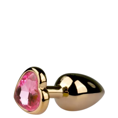 Bild 2 för METAL BUTT PLUG NO. 3 - GOLD/PINK - Hjärtformad Diamant