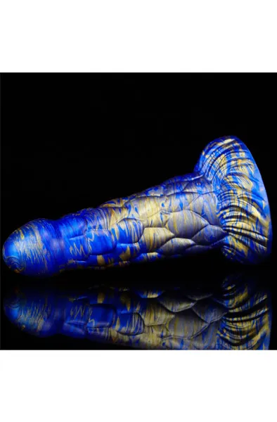 Bild 2 för Metallic Fantasy Dildo Cyrix Blue/Gold 18,5 cm Dragon dildo