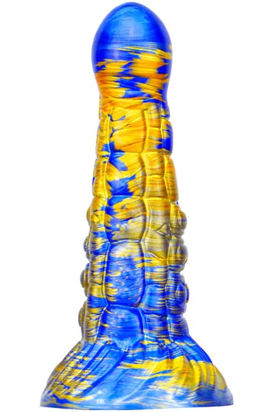 Bild 1 för Metallic Fantasy Dildo Ninja Blue/Gold 19 cm Dragon dildo