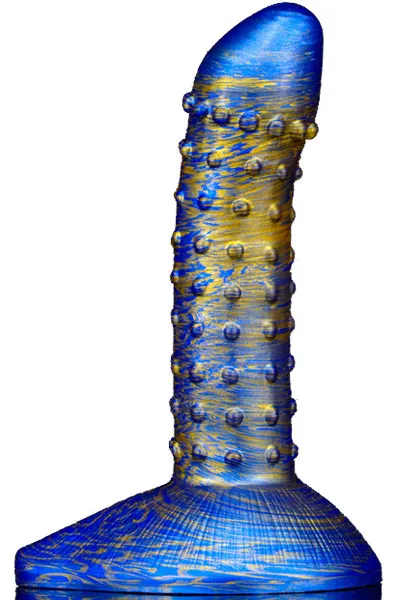 Bild 1 för Metallic Fantasy Dildo Saperli Blue/Gold 19 cm Dragon dildo