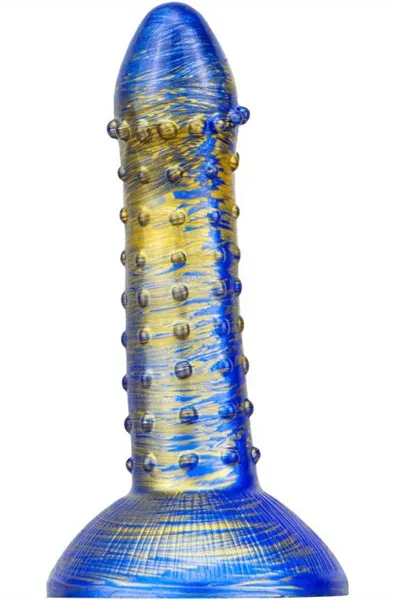 Bild 2 för Metallic Fantasy Dildo Saperli Blue/Gold 19 cm Dragon dildo