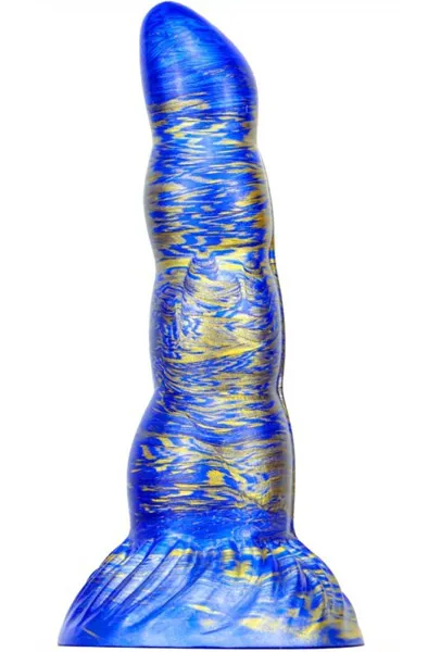 Bild 1 för Metallic Fantasy Dildo Scopio Blue/Gold 19 cm Dragon dildo