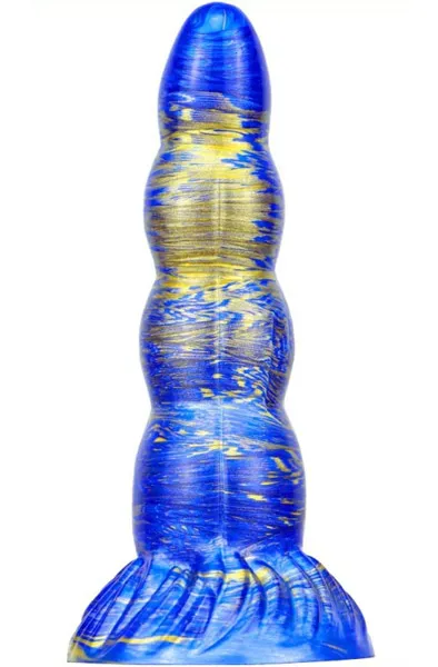 Bild 2 för Metallic Fantasy Dildo Scopio Blue/Gold 19 cm Dragon dildo