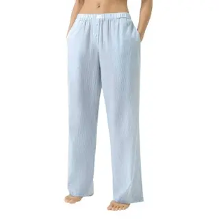 Produktfoto för Mey Cotton Stripes Lounge Pants Vit/Ljusblå bomull X-Small Dam