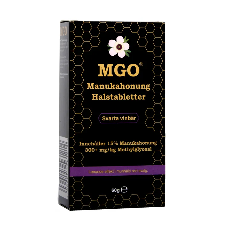 Bild 2 för MGO Manukahonung Halstabletter Svarta vinbär 300+ 60 g