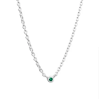 Produktfoto för Micro Blink - Green Emerald Halsband Silver 40-45 cm