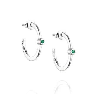 Produktfoto för Micro Blink Hoops - Green Emerald Örhänge Silver