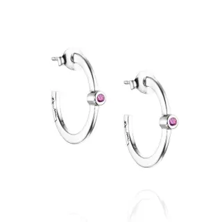 Produktfoto för Micro Blink Hoops - Pink Sapphire Örhänge Silver