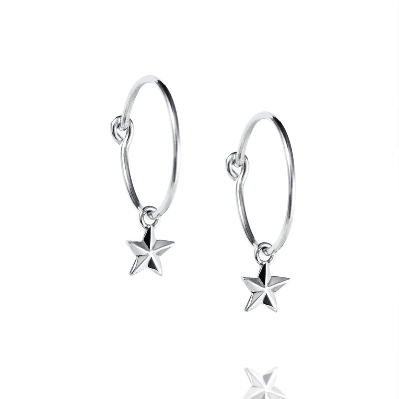 Alternativ bild 0 för Micro catch a falling star hoops Örhänge Silver