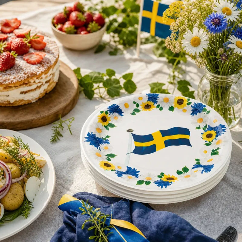 Bild 2 för Midsommar Papperstallrik 8-pack
