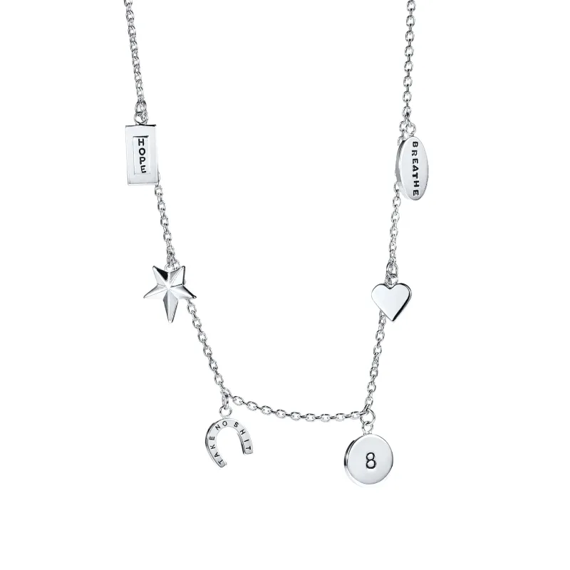 Alternativ bild 0 för Mini Charms Halsband Silver