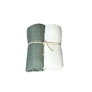 Produktfoto för Mini Dreams muslinfilt 70x70 cm 2-pack, vit/dusty green