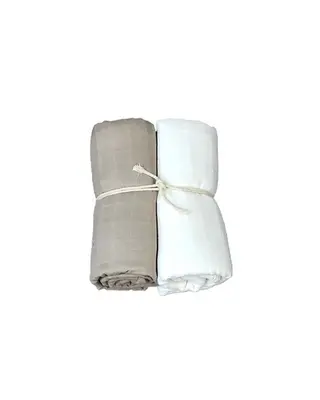 Produktfoto för Mini Dreams muslinfilt 70x70 cm 2-pack, vit/linne