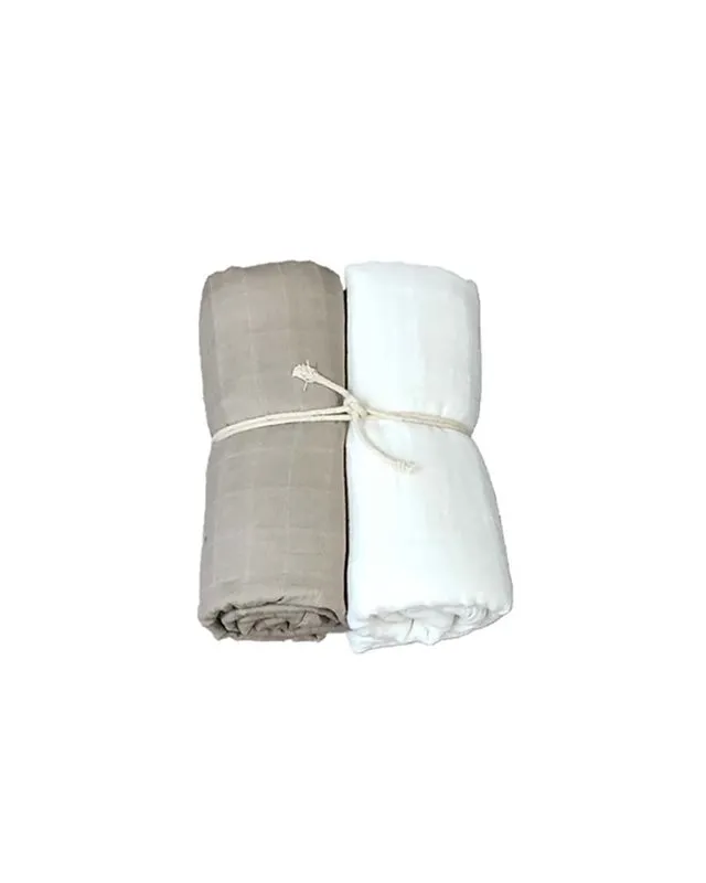 Alternativ bild 0 för Mini Dreams muslinfilt 70x70 cm 2-pack, vit/linne